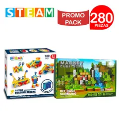 STM - Bloques magnéticos 3D didácticos STEAM 180pz+100pz PROMO PACK 280 piezas