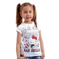 SANRIO - Polo Manga Corta Niña Hello Kitty Blanco Algodón