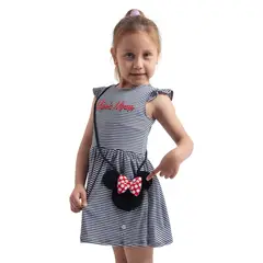 DISNEY CLASICOS - Vestido Manga Corta Niña Minnie Mouse Rayas Gamuza