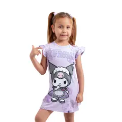 SANRIO - Vestido Manga Corta Niña Kuromi Lila Algodón
