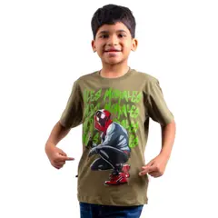 MARVEL - Polo Manga Corta Niño Spiderman Olivo Algodón