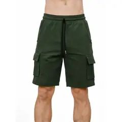 ENKI - SHORT CARGO HOMBRE WAFFLE ALGODÓN CORTE REGULAR CINTURA ELÁSTICA CON BOLSILLOS LATERALES