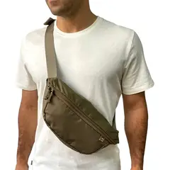 LENGA - Canguro Amplio De 3 Bolsillos Tela Ripstop Cochamó De Beige