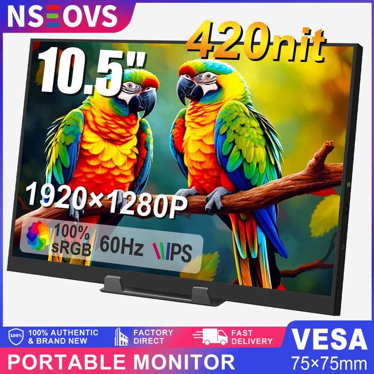 NSEOVS Monitor Portátil de 10.5" 1080p 420nit 100% sRGB 1920*1080 60Hz