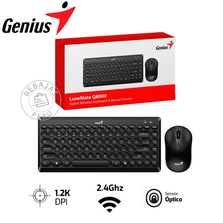 Combo Teclado y Mouse Luxemate Q8100 Inalámbrico AI Negro USB-A