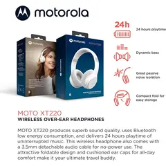 MOTOROLA - Sound Moto XT220 Auriculares inalámbricos Bluetooth con micrófono PNC POWER BASS WHITE