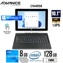 ADVANCE - Laptop CN4058 2 en 1 Celeron N4020 8GB/ 128GB 10.1" Pantalla táctil Wind 11