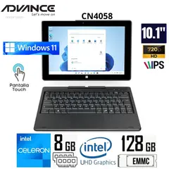 ADVANCE - Notebook 2 en 1 CN4058 10.1 Pulg Celeron N4020 1.10 GHz, 8GB RAM 128GB touch