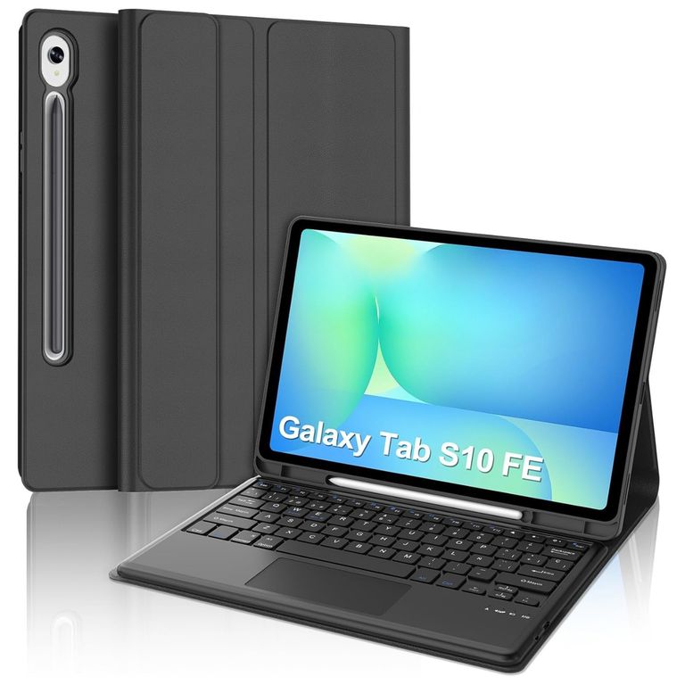 Funda Con Teclado Bluetooth Touchpad para Samsung S10 / S10 LITE / S10 FE 10.9 " - NEGRO