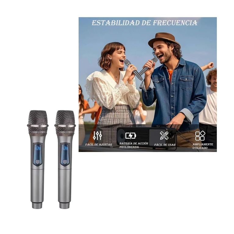 DOBLE MICROFONO RECARGABLE PROFESIONAL INALAMBRICO UHF KMS-902MC