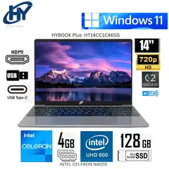 HYUNDAI - Laptop Hybook Plus HT14CC1C46SG Intel Celeron N4020 4GB RAM 126GB SSD 14" HD WIN 11 - Gris