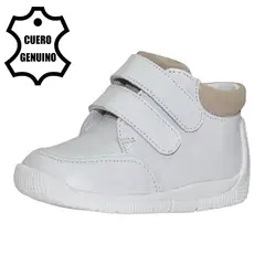 BRUNO KIDS - ZAPATO PIBE UNISEX DE CUERO BLANCO PRIMEROS PASOS