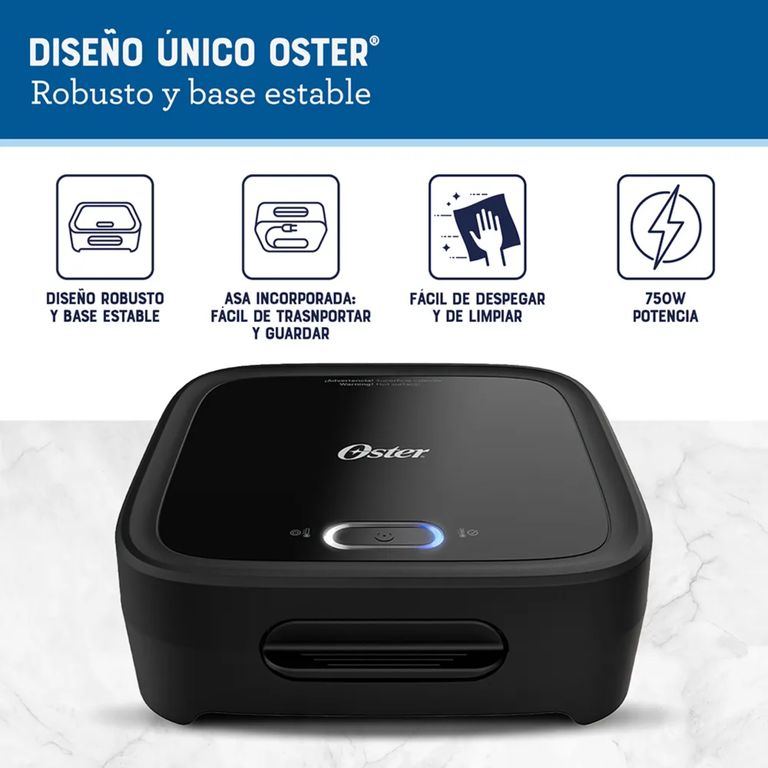 Sandwichera Compacta Oster® CKSTSM400 con Platos Hondos Negro