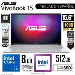 ASUS - Laptop Vivobook 15 X1504VA-BQ631W Intel Core 5-120 8GB RAM 512GB SSD 15.6" FHD WIN11