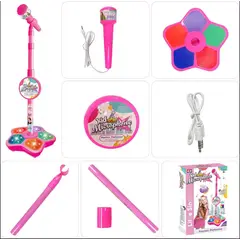 GENERICO - Micrófono para Niño con Luces Karaoke en Casa rosado