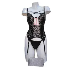GENERICO - CORSET LENCERIA DE ENCAJE SET PORTALIGAS