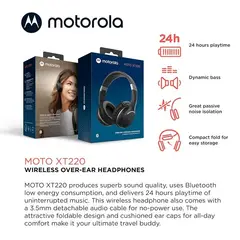 MOTOROLA - Sound Moto XT220 Auriculares inalámbricos Bluetooth con micrófono PNC POWER BASS BLACK