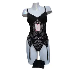 GENERICO - CORSET LENCERIA DE ENCAJE SET PORTALIGAS