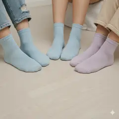 GENERICO - Pack 3 Medias Para Diabetico Color Celeste y Morado