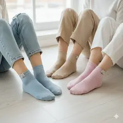 GENERICO - Pack 3 Medias de Oso Color Rosado Marron y Celeste