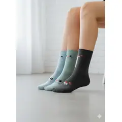 GENERICO - Pack 3 Medias Ratón Gris Oscuro Turquesa y Celeste