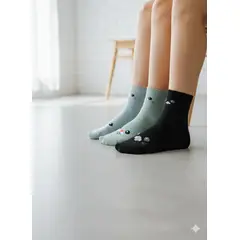 GENERICO - Pack 3 Medias Ratón negro celeste y turqueza