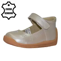 BRUNO KIDS - ZAPATO PIBE PARA NIÑA DE CUERO ALUMINIO PRIMEROS PASOS