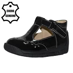 BRUNO KIDS - ZAPATO PIBE PARA NIÑA DE CUERO CHAROL NEGRO PRIMEROS PASOS