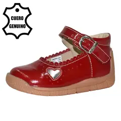 BRUNO KIDS - ZAPATO PIBE PARA NIÑA DE CUERO CHAROL ROJO PRIMEROS PASOS