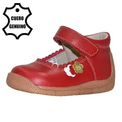 BRUNO KIDS - ZAPATO PIBE PARA NIÑA DE CUERO ROJO PRIMEROS PASOS