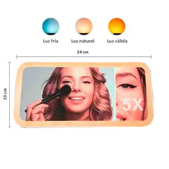 GENERICO - Espejo para visera auto con 3 tonos de Luz Led Táctil y aumento de x5