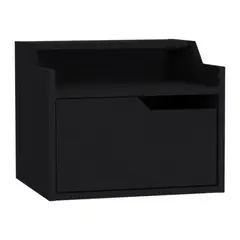 FMFURNITURE - Velador Flotante 1 Cajon Negro 33x40x34 Cm