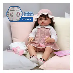 GENERICO - Muñeca Yessy con Ropa Moderna Short Comodo y Gorro Tejido Ligero Rosado Y+Regalo Sticker