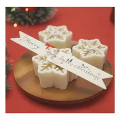 GENERICO - Navidad. Pack x 3 Velas Aromaticas Copos de Nieve Cera de Soya.