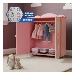 GENERICO - Mueble Organizador Tulipanes para Ropa de Muñeca Melón de Rosado Y+Regalo Sticker