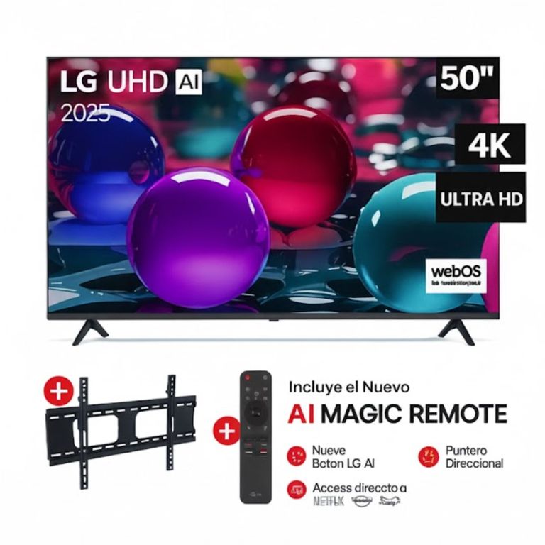 TELEVISOR 50" 50UA7300PSB UHD 4K THINQ AI 2025 + RACK+ CONTROL REMOTO