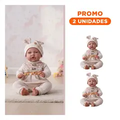 GENERICO - Pack2 Bebe Kiki Baby con Enterizo y Gorro en Color Amarillo para Juego 42cm