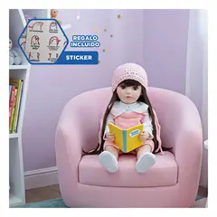GENERICO - Muñeca Real Inteligente con Conjunto Rosado de Overol y Gorro de Lana 55cm Y+Regalo Sticker