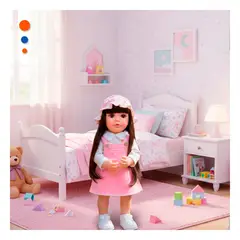 GENERICO - Muñeca Infantil Real Inteligente con Ropa Tejida y Detalles Rosados 55cm Y+Ligas Regalo