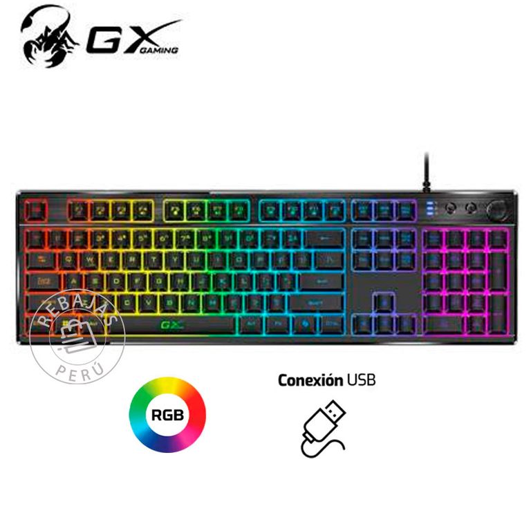 Teclado Gamer GX Scorpion K7 RGB AI Copilot USB Negro Pro Elite