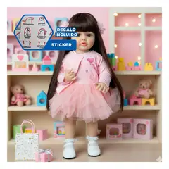 GENERICO - Muñeca Real Inteligente con Conjunto Rosado de Tull y Chompa Tejida 55cm Y+Regalo Sticker