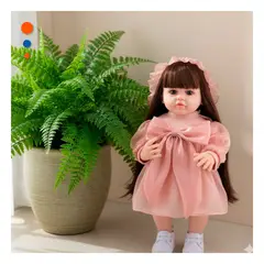 GENERICO - Muñeca Infantil Real Inteligente con Ropa de Lazo y Gorro de Tull 55cm Y+Ligas Regalo