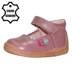 BRUNO KIDS - ZAPATO PIBE PARA NIÑA DE CUERO ROSA OSCURO PRIMEROS PASOS