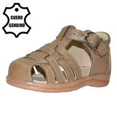 BRUNO KIDS - SANDALIA DE CUERO PIBE PARA NIÑO NUTRIA PRIMEROS PASOS