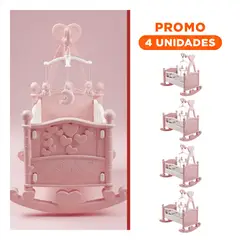 GENERICO - Pack4 Juguete Infantil para Muñeca 32x53x59cm Rosada con Base Mecedora Segura
