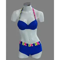 GENERICO - Bikini Ropa de Baño Bañador Dos Piezas Azul rey con palmeras Talla M DEALCOBA