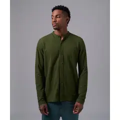 MBO - Polo Hombre Manga Larga Pique Cuello Neru Verde Militar
