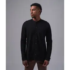MBO - Polo Hombre Manga Larga Pique Cuello Neru Negro