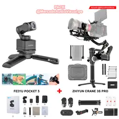 ZHIYUN - Gimbal Estabilizador CRANE 3S PRO - Soprota 6 Kg + Cámara FEIYU - POCKET 3