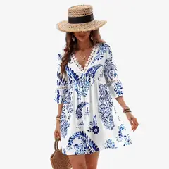 KAST PE - Vestido Lunaris paisley azul Talla ML